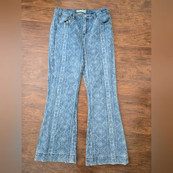 Rock And Roll Hooey Aztec High Rise Trouser Jeans Womens Size 33x32 Western - Picture 4 of 10